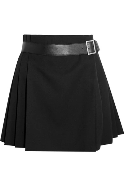 Alexander Mcqueen Pleated Grain De Poudre Wool Wrap Mini Skirt