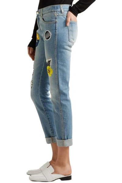 Shop Stella Mccartney All Is Love Embroidered Mid-rise Skinny Jeans