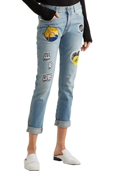 Shop Stella Mccartney All Is Love Embroidered Mid-rise Skinny Jeans