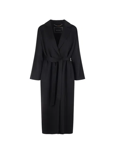 Kiton Belted Cashmere Single-breasted Coat In Black
