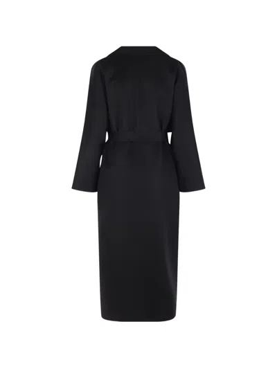 Kiton Belted Cashmere Single-breasted Coat In Black