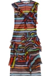 GIVENCHY Ruffled striped silk-chiffon dress