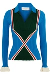 ESTEBAN CORTAZAR Ribbed-knit polo shirt