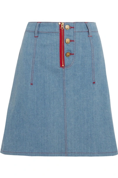 Shop House Of Holland + Lee Appliquéd Denim Skirt