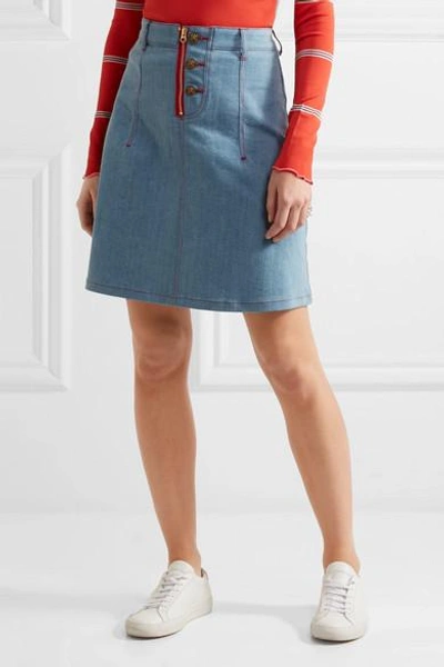 Shop House Of Holland + Lee Appliquéd Denim Skirt