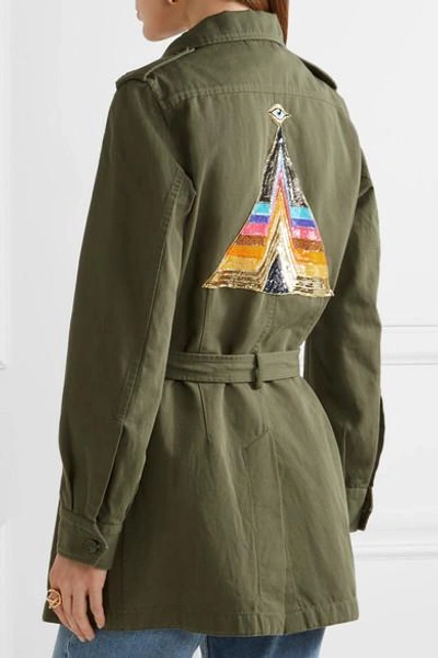 Shop Figue Safari Embellished Cotton And Linen-blend Twill Jacket