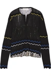 PETER PILOTTO Paneled stretch-knit and pleated silk-blend lamé cardigan