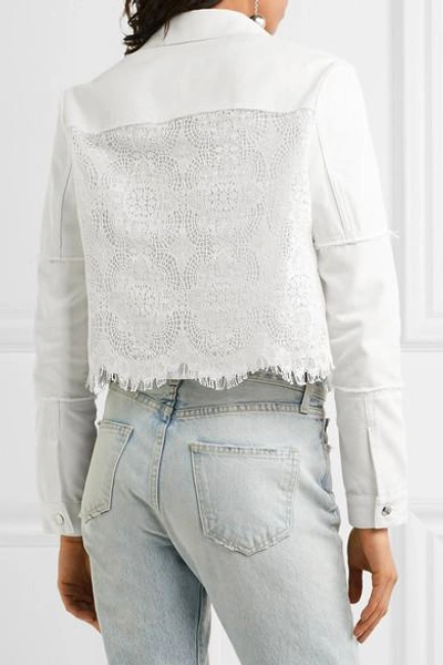 Shop Mcq By Alexander Mcqueen Denim And Lace Jacket