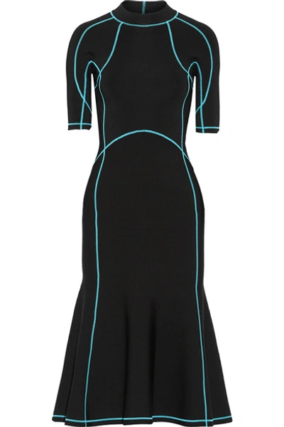 Shop Alexander Wang Lace-up Stretch-knit Midi Dress