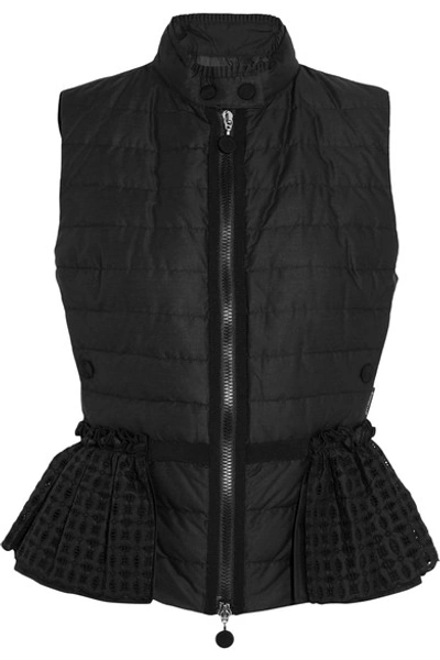Shop Moncler Valensole Broderie Anglaise-trimmed Quilted Cotton Down Gilet