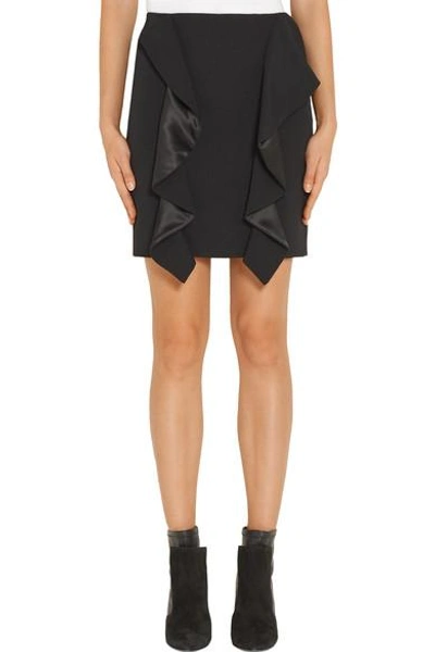 Shop Givenchy Ruffled Silk Satin-paneled Grain De Poudre Wool Mini Skirt