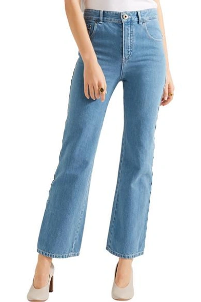 Shop Chloé Scalloped High-rise Flared Jeans
