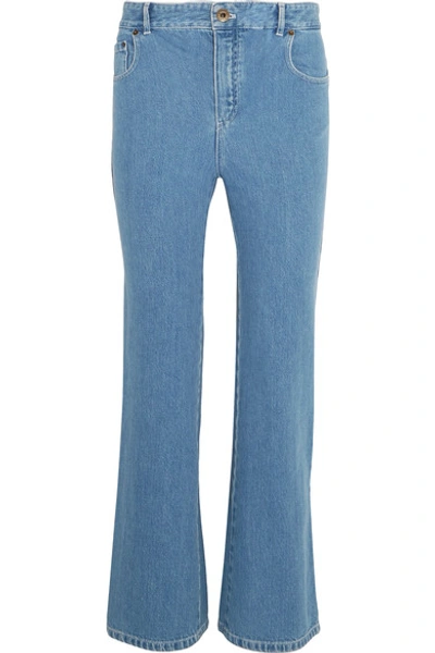 Chloé Scalloped High-rise Flared Jeans In Mid Denim
