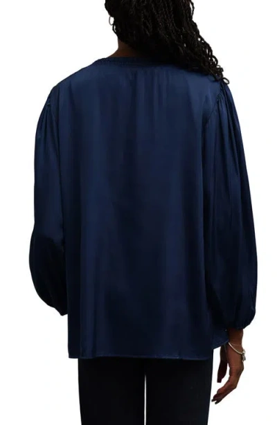 Sunny Leigh Solid Tie Blouse In Blue