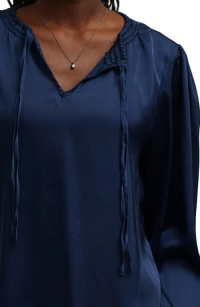 Sunny Leigh Solid Tie Blouse In Blue