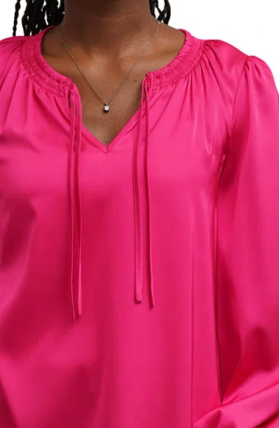Sunny Leigh Solid Tie Blouse In Pink
