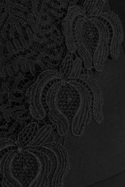 Shop Roland Mouret Carrington Cutout Lace-paneled Stretch-crepe Gown