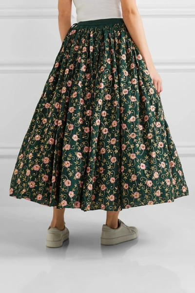 Shop Ashish Embellished Embroidered Cotton Midi Skirt
