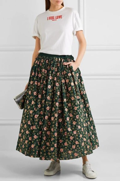 Shop Ashish Embellished Embroidered Cotton Midi Skirt