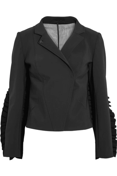 Paskal Woman Tulle-paneled Ruffle-trimmed Cady Jacket Black