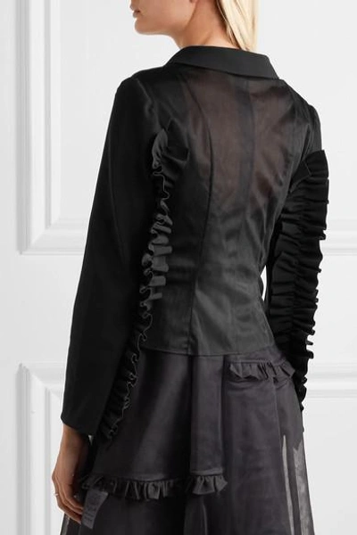 Shop Paskal Tulle-paneled Ruffle-trimmed Cady Jacket