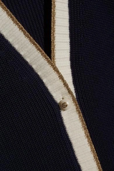 Shop Gucci Appliquéd Striped Cotton-blend Cardigan
