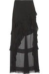 ALICE AND OLIVIA Lavera asymmetric ruffled georgette maxi skirt