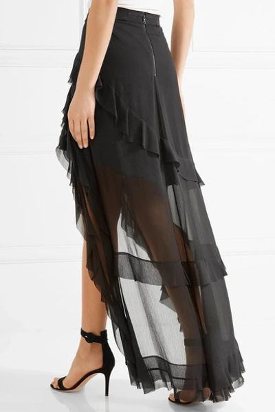 Shop Alice And Olivia Lavera Asymmetric Ruffled Georgette Maxi Skirt