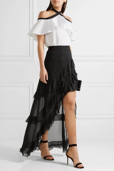 Shop Alice And Olivia Lavera Asymmetric Ruffled Georgette Maxi Skirt