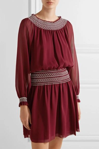 Shop Tory Burch Indie Off-the-shoulder Silk-georgette Mini Dress