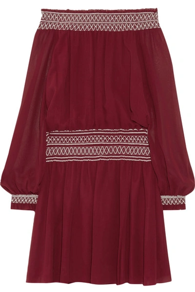 Shop Tory Burch Indie Off-the-shoulder Silk-georgette Mini Dress