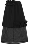 PASKAL Ruffle-trimmed bonded stretch-crepe and organza skirt