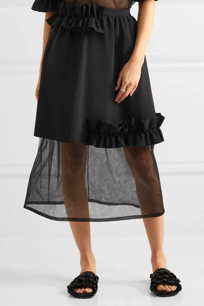 Shop Paskal Ruffle-trimmed Bonded Stretch-crepe And Organza Skirt