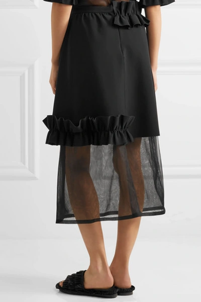 Shop Paskal Ruffle-trimmed Bonded Stretch-crepe And Organza Skirt
