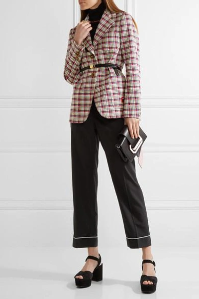 Shop Prada Plaid Jacquard Blazer In Red