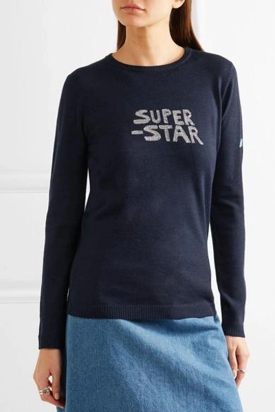 Shop Bella Freud Super Star Metallic Intarsia Wool-blend Sweater