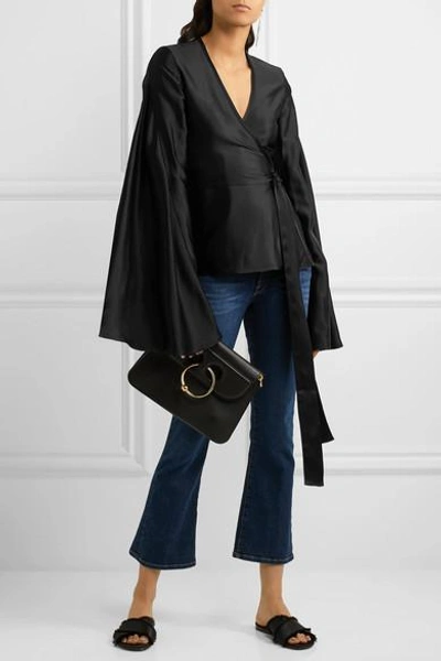 Shop Beaufille Capella Satin-jacquard Wrap Blouse