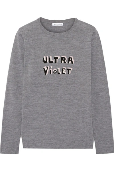 Bella Freud Ultra Violet Intarsia Merino Wool Sweater In Grey