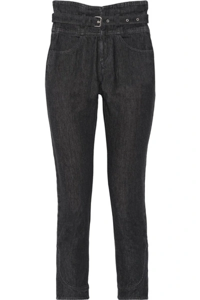 Shop Isabel Marant Evera Belted High-rise Straight-leg Jeans