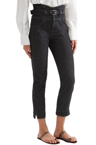 Shop Isabel Marant Evera Belted High-rise Straight-leg Jeans