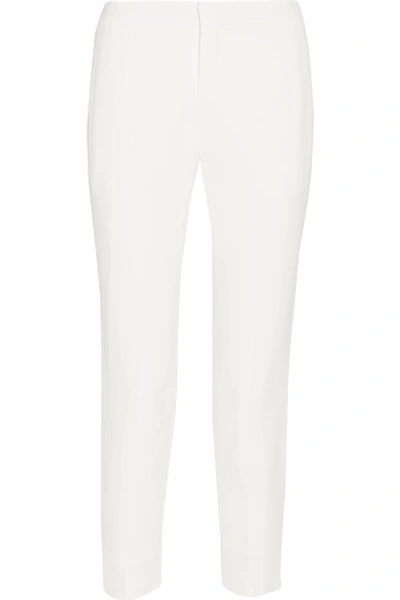 Shop Chloé Iconic Cropped Cady Slim-leg Pants In Ivory