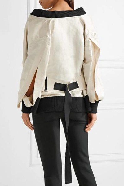 Shop Ann Demeulemeester Grosgrain-trimmed Linen And Silk-blend Bomber Jacket