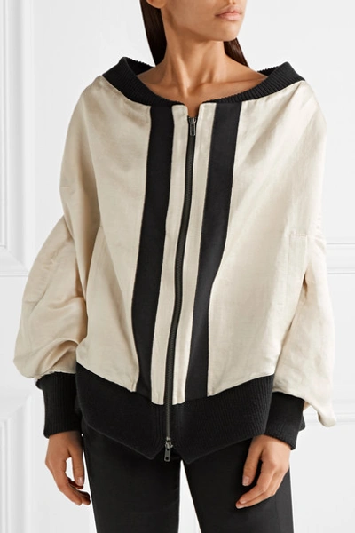 Shop Ann Demeulemeester Grosgrain-trimmed Linen And Silk-blend Bomber Jacket