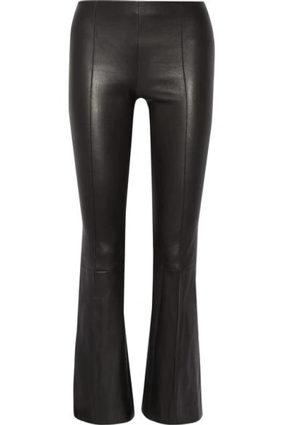 The Row Beca Cropped Stretch-leather Flared Pants In Black | ModeSens