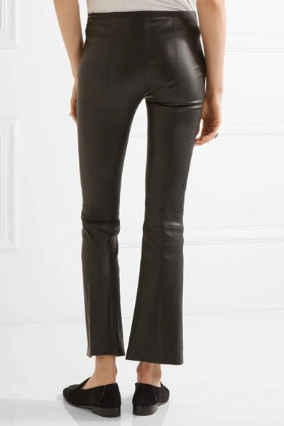 The Row Beca Cropped Stretch-leather Flared Pants In Black | ModeSens