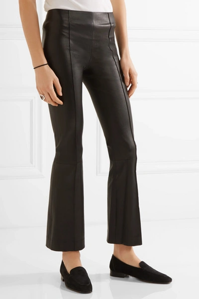 Shop The Row Beca Cropped Stretch-leather Flared Pants