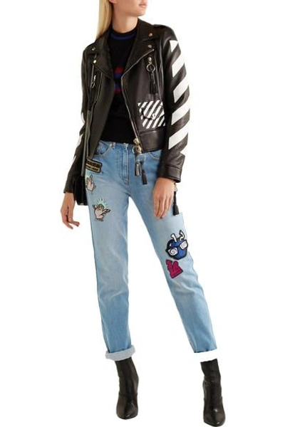 Shop Kenzo Appliquéd Slim Boyfriend Jeans