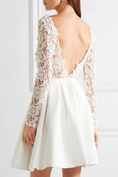 Rime Arodaky Clover Embroidered Tulle And Cady Mini Dress In White |  ModeSens