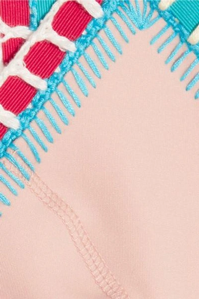 Shop Kiini Luna Crochet-trimmed Swimsuit In Beige