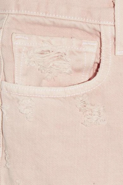 Shop J Brand Ivy Cropped Distressed High-rise Straight-leg Jeans In Pastel Pink